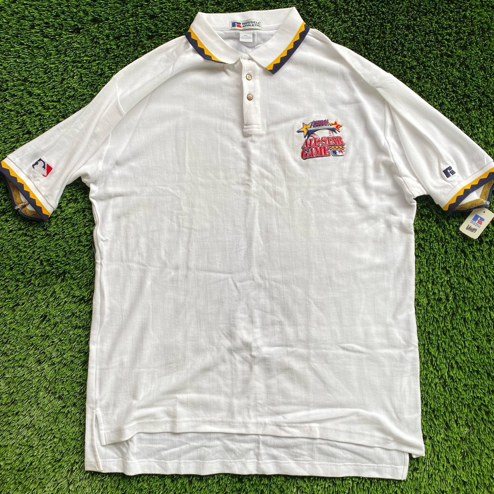 Vintage MLB All Star Game Shirt XL Russell Atlanta 2000 Baseball White Polo NWT